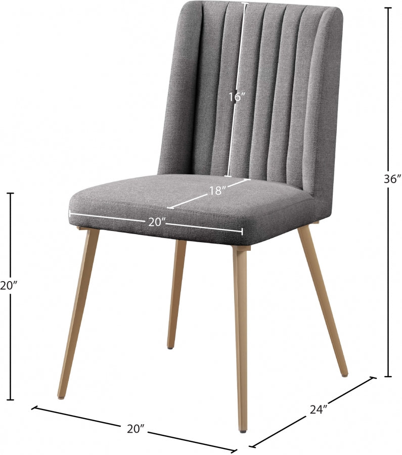 Eleanor Linen Textured Fabric Upholstered Dining Chair in Grey, Set of 2 - 932Grey-C