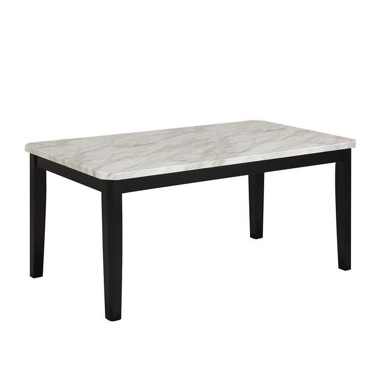 Eleanor - White & Black Dining Table with Faux Marble Top - D325-Table