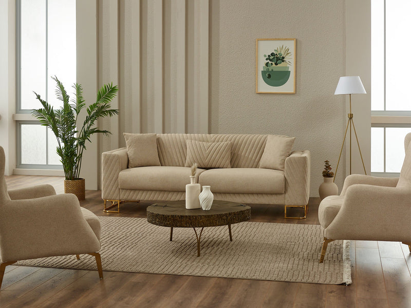Elegance 3-pieces (Sofa & Loveseat & Chair) Livingroom in Beige - 200-SIM-ELE-GIRNE03-321