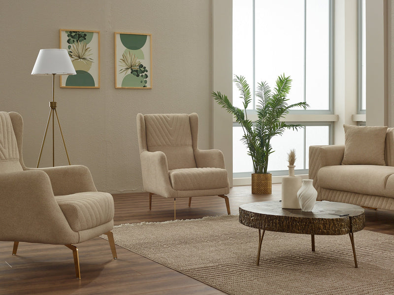 Elegance 3-pieces (Sofa & Loveseat & Chair) Livingroom in Beige - 200-SIM-ELE-GIRNE03-321