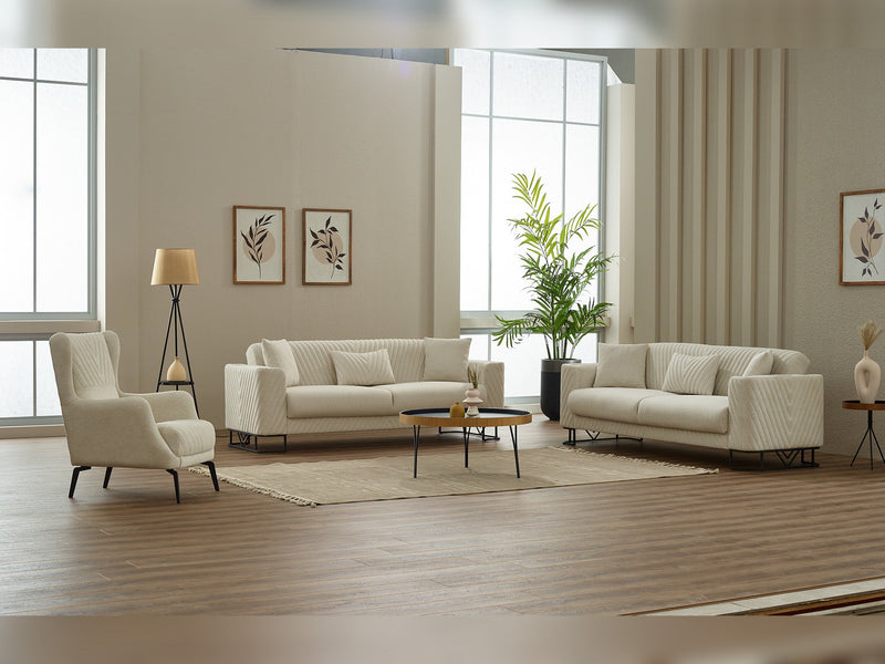 Elegance 3-pieces (Sofa & Loveseat & Chair) Livingroom in Beige - 200-SIM-ELE-GIRNE03-321