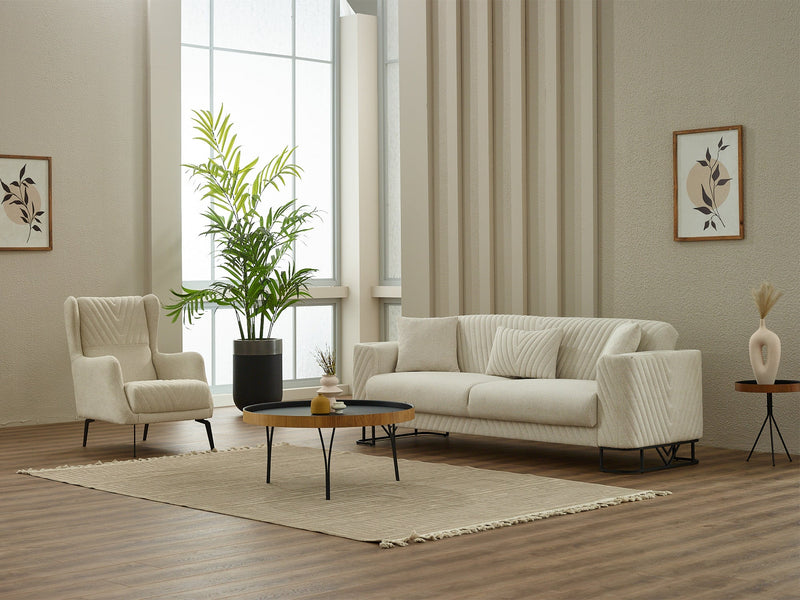 Elegance 3-pieces (Sofa & Loveseat & Chair) Livingroom in White - 200-SIM-ELE-GIRNE01-321