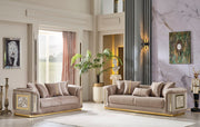Elegance 3-pieces (Sofa & Loveseat & Chair) Livingroom Set Beige in Beige - 101-ELE-LV260-321