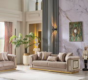 Elegance 3-pieces (Sofa & Loveseat & Chair) Livingroom Set Beige in Beige - 101-ELE-LV260-321