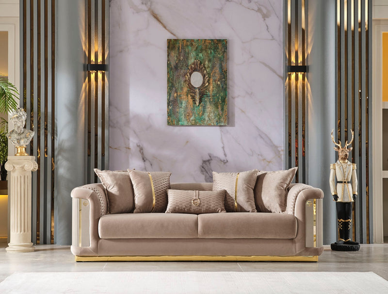 Elegance 3-pieces (Sofa & Loveseat & Chair) Livingroom Set Beige in Beige - 101-ELE-LV260-321