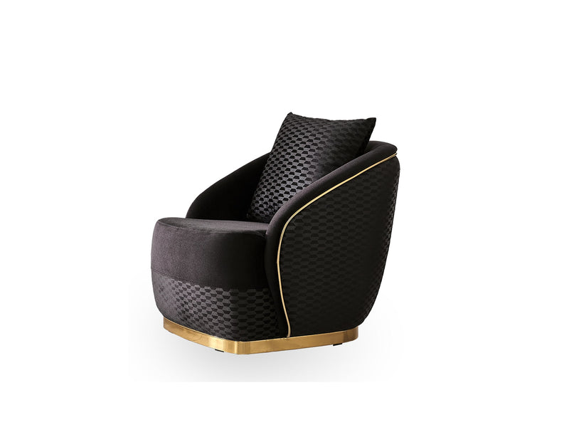 Elegance 3-pieces (Sofa & Loveseat & Chair) Livingroom Set Black in Black - 101-ELE-LV900-321