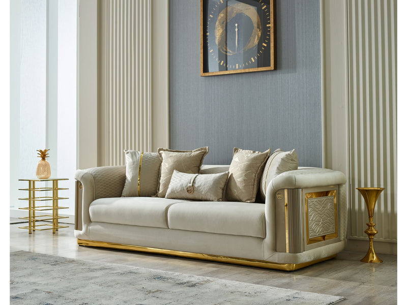 Elegance 3-pieces (Sofa & Loveseat & Chair) Livingroom Set Cream in Cream - 101-ELE-LV938-321