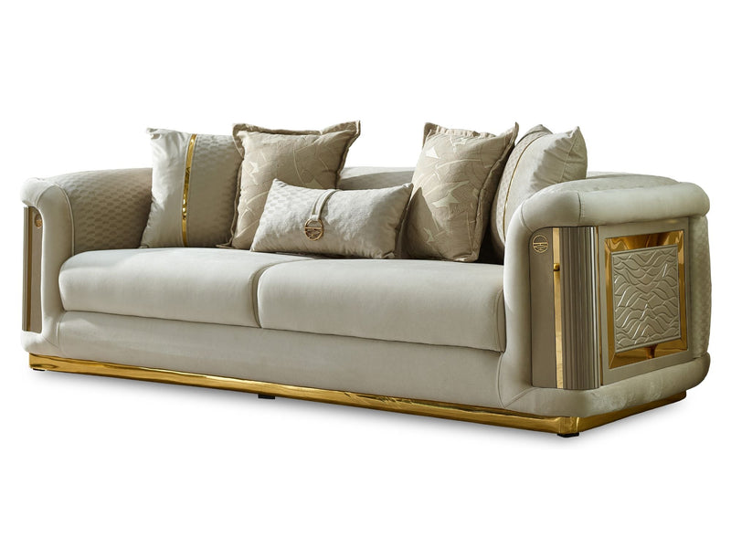 Elegance 3-pieces (Sofa & Loveseat & Chair) Livingroom Set Cream in Cream - 101-ELE-LV938-321