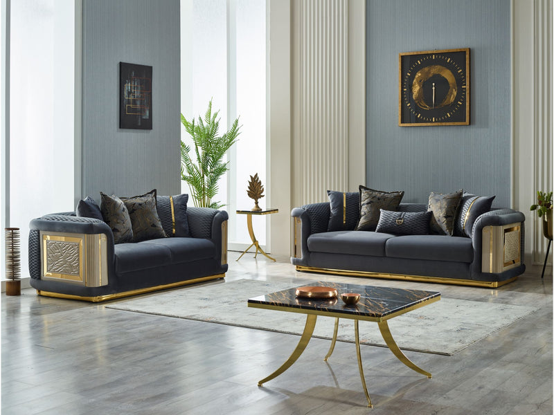 Elegance 3-pieces (Sofa & Loveseat & Chair) Livingroom Set Dark Grey in Dark Grey - 101-ELE-LV412-321