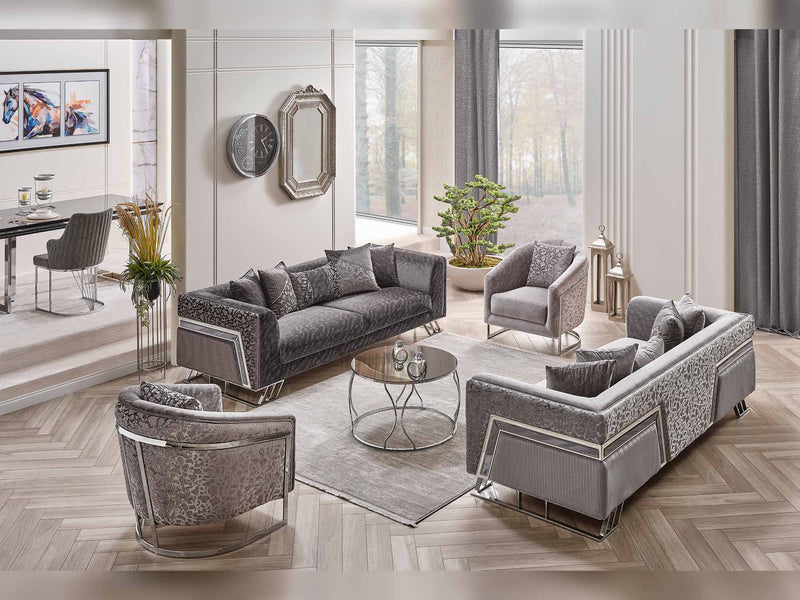 Elegance San 4-pieces (2 Sofa & 2 Chair) Livingroom in Beige - 200-SAN-ELE-BEI-3311