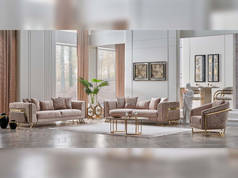 Elegance San 4-pieces (2 Sofa & 2 Chair) Livingroom in Beige - 200-SAN-ELE-BEI-3311