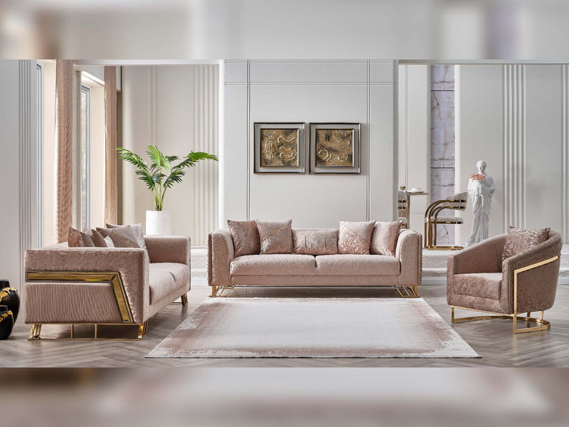 Elegance San 4-pieces (2 Sofa & 2 Chair) Livingroom in Beige - 200-SAN-ELE-BEI-3311