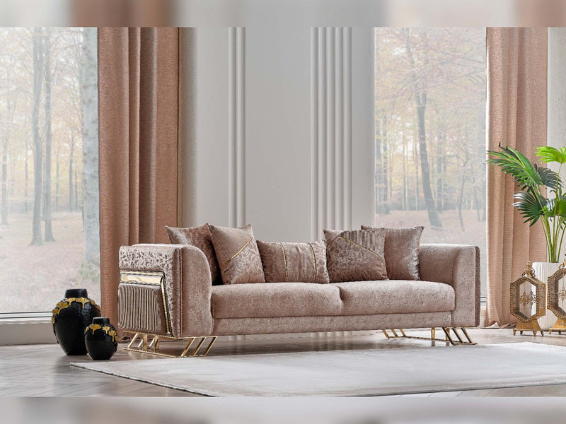 Elegance San 4-pieces (2 Sofa & 2 Chair) Livingroom in Beige - 200-SAN-ELE-BEI-3311