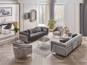 Elegance San 4-pieces (2 Sofa & 2 Chair) Livingroom in Light Grey - Dark Grey - 200-SAN-ELE-LG-DG-3311