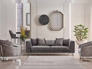 Elegance San 4-pieces (2 Sofa & 2 Chair) Livingroom in Light Grey - Dark Grey - 200-SAN-ELE-LG-DG-3311