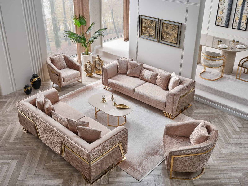 Elegance San 4-pieces (2 Sofa & 2 Chair) Livingroom in Light Grey - Dark Grey - 200-SAN-ELE-LG-DG-3311