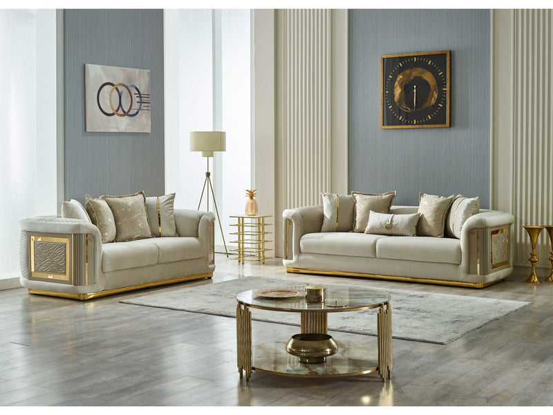 Elegance Stationary Loveseat Cream in Cream - 101-ELE-LV938-2