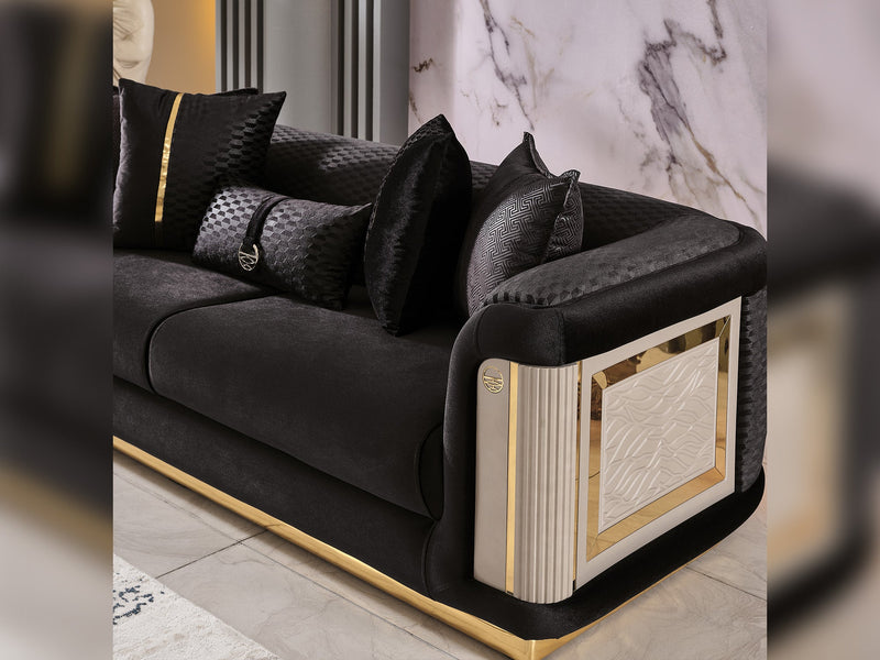 Elegance Stationary Sofa Black in Black - 101-ELE-LV900-3