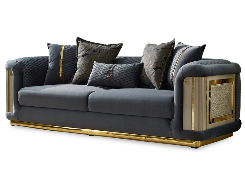 Elegance Stationary Sofa Dark Grey in Dark Grey - 101-ELE-LV412-3