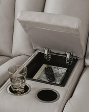 Elevate Edges Coin Glider Reclining Loveseat with Console - PC8330543