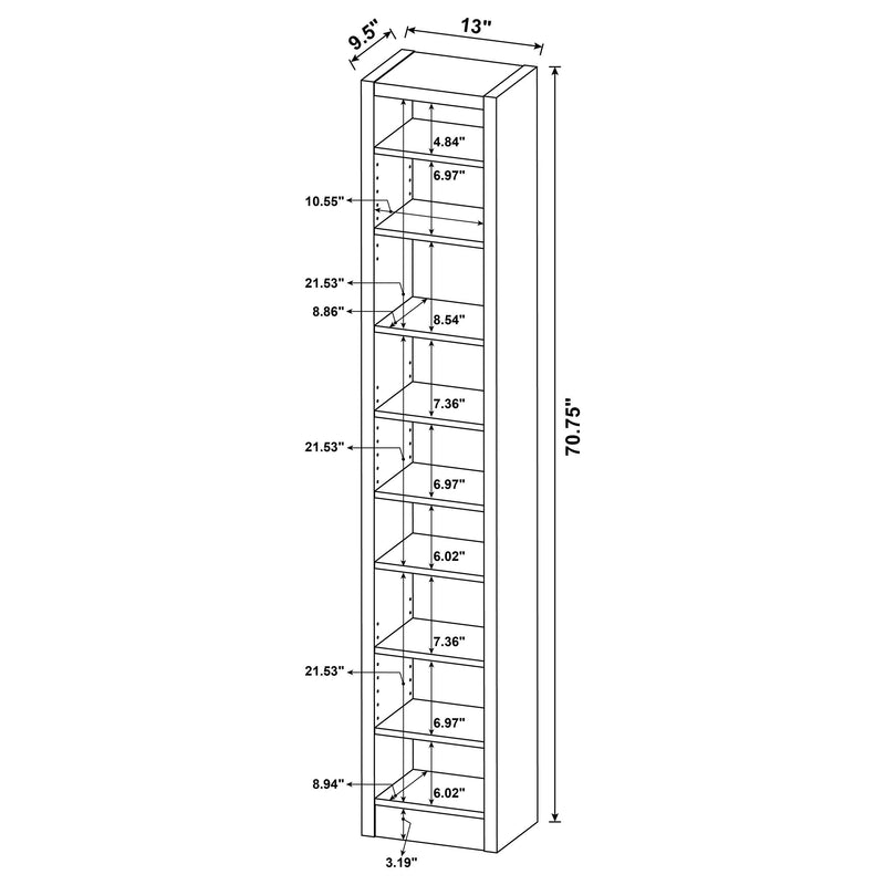 Eliam 71-inch 8-shelf Bookcase Cappuccino - 800285