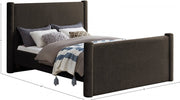 Elias Boucle Fabric King Bed Brown - Gate FurnitureKing Bed