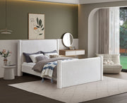 Elias Boucle Fabric King Bed Cream - Gate FurnitureKing Bed