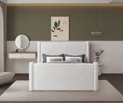 Elias Boucle Fabric King Bed Cream - Gate FurnitureKing Bed
