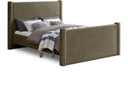 Elias Boucle Fabric King Bed Olive - Gate FurnitureKing Bed