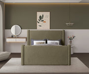 Elias Boucle Fabric King Bed Olive - Gate FurnitureKing Bed
