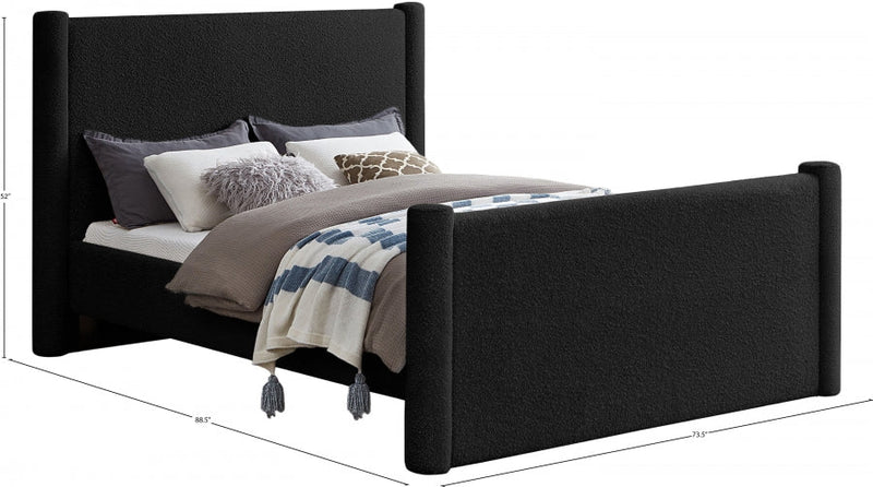 Elias Boucle Fabric Queen Bed Black - Gate FurnitureQueen Bed