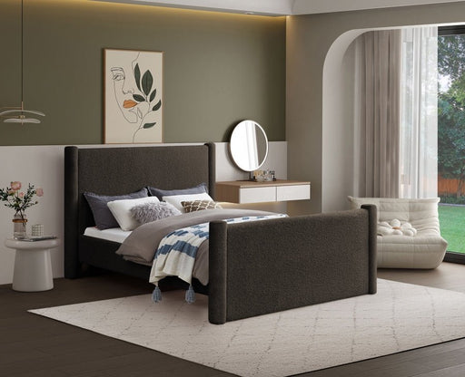 Elias Boucle Fabric Queen Bed Brown - Gate FurnitureQueen Bed