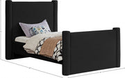 Elias Boucle Fabric Twin Bed Black - Gate FurnitureTwin Bed