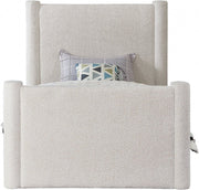 Elias Boucle Fabric Twin Bed Cream - Gate FurnitureTwin Bed