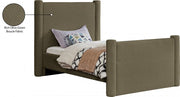 Elias Boucle Fabric Twin Bed Olive - Gate FurnitureTwin Bed