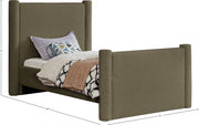 Elias Boucle Fabric Twin Bed Olive - Gate FurnitureTwin Bed