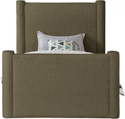 Elias Boucle Fabric Twin Bed Olive - Gate FurnitureTwin Bed