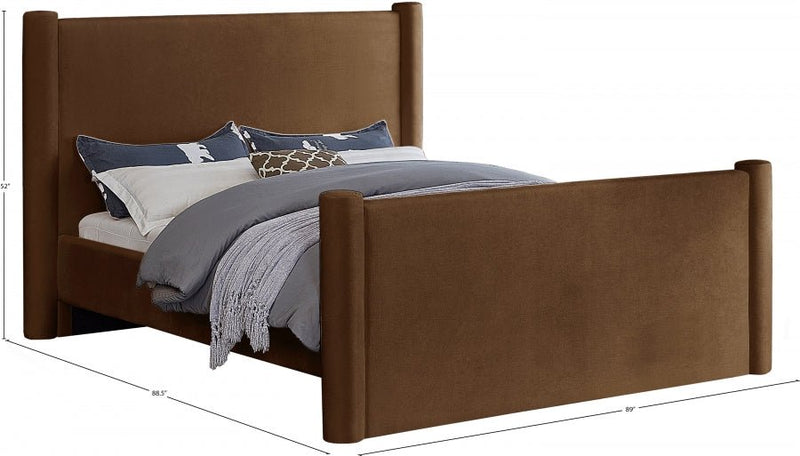 Elias Velvet King Bed Saddle - Gate FurnitureKing Bed