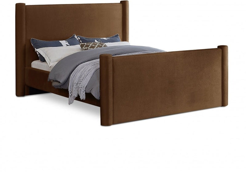 Elias Velvet King Bed Saddle - Gate FurnitureKing Bed
