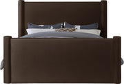 Elias Velvet Queen Bed Brown - Gate FurnitureQueen Bed
