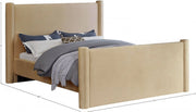 Elias Velvet Queen Bed Camel - Gate FurnitureQueen Bed