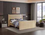 Elias Velvet Queen Bed Camel - Gate FurnitureQueen Bed