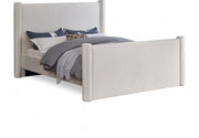 Elias Velvet Queen Bed Cream - Gate FurnitureQueen Bed