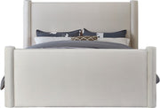 Elias Velvet Queen Bed Cream - Gate FurnitureQueen Bed