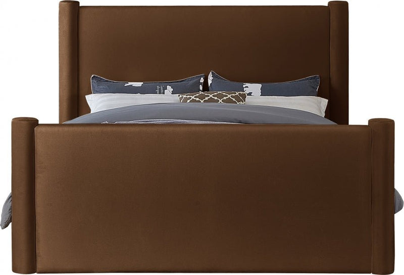 Elias Velvet Queen Bed Saddle - Gate FurnitureQueen Bed