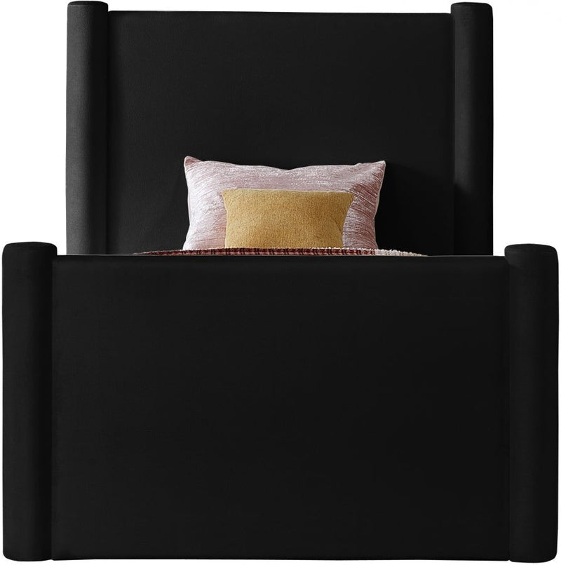 Elias Velvet Twin Bed Black - Gate FurnitureTwin Bed