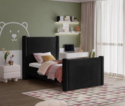 Elias Velvet Twin Bed Black - Gate FurnitureTwin Bed