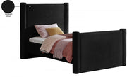 Elias Velvet Twin Bed Black - Gate FurnitureTwin Bed