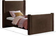 Elias Velvet Twin Bed Brown - Gate FurnitureTwin Bed