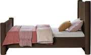 Elias Velvet Twin Bed Brown - Gate FurnitureTwin Bed